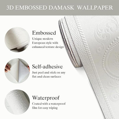 JiffDiff Wallpaper Peel and Stick Textured, 3D Embossed Wall Paper Stick on - Image 7