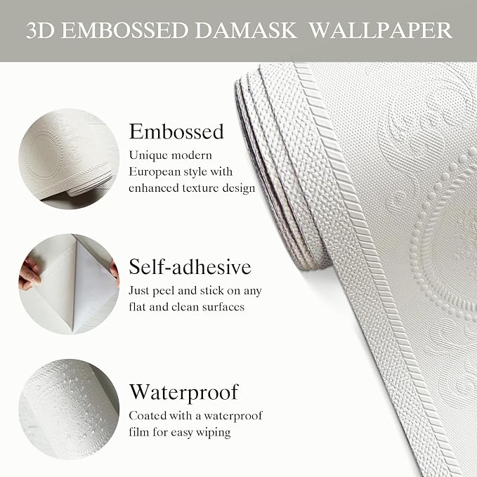 JiffDiff Wallpaper Peel and Stick Textured, 3D Embossed Wall Paper Stick on - Image 6