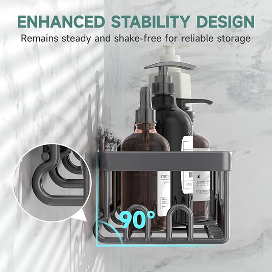Veken Rustproof & Waterproof Shower Caddy 6-Pack, No Drilling Adhesive Shelves - Image 2