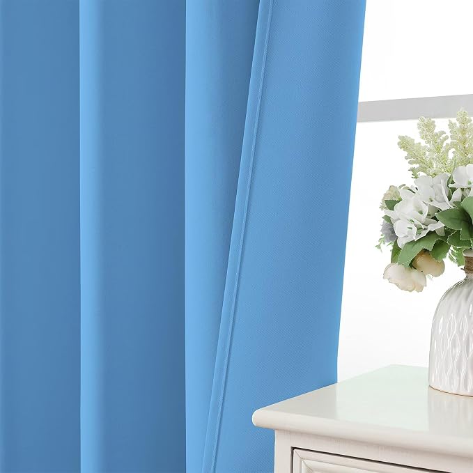 CUCRAF Light Blue Blackout Curtains 54 inch Length 2 Panels Set, Rod Pocket - Image 6