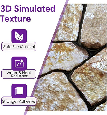 3D Peel and Stick Faux Stone Wall Panels 11.8" x 11.8" 10-Pack, Stone-Look Wall - Image 4