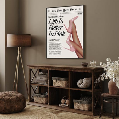 Trendy Baby Pink Poster 70s Canvas Prints The New York Press Wall Art Life Is - Image 6