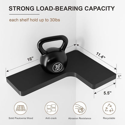 fuqing Corner Floating Shelves for Storage, Solid Wood, Wall Mount Wooden - Image 2