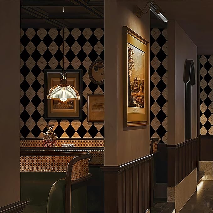 Simon&Siff Retro Checkered Peel and Stick Wallpaper Black and White Cream - Image 3