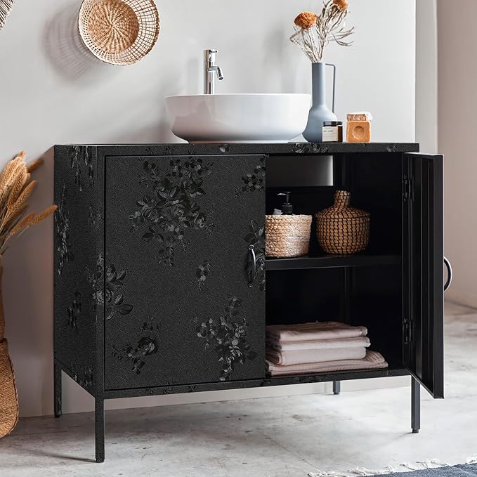 Black Peel and Stick Wallpaper Silk Embossed Floral Contact Paper - Image 7