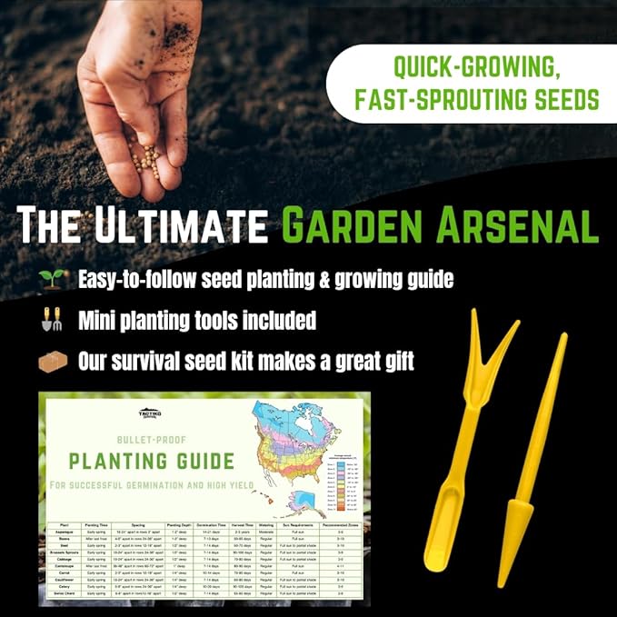 50 Vegetable & Herb Seeds Variety Pack - 25,000 Seeds - Long-Term Storage - Non-GMO Heirloom Open-Pollinated Gardening Seeds for Planting Vegetables & Herbs - Waterproof Packaging