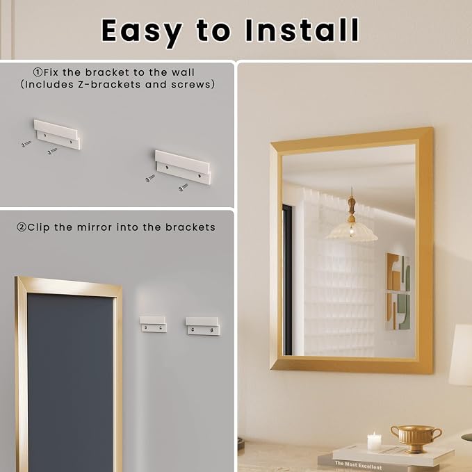Amorho 24x36 Inch Bathroom Mirror, Wall-Mounted Mirrors Perfect - Image 7