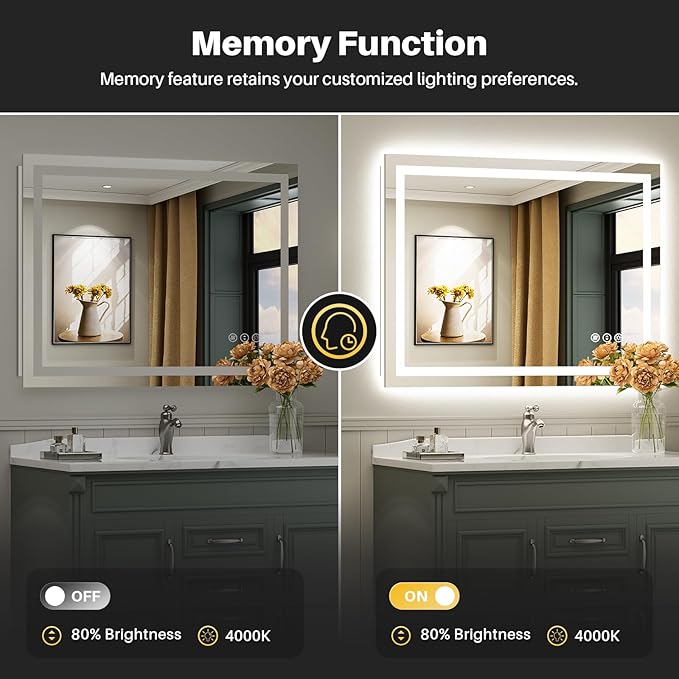 Briivue 48x28 Inch LED Bathroom Mirror - Image 6