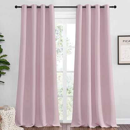 NICETOWN Baby Pink Blackout Curtains 96 inches Length by NICETOWN
