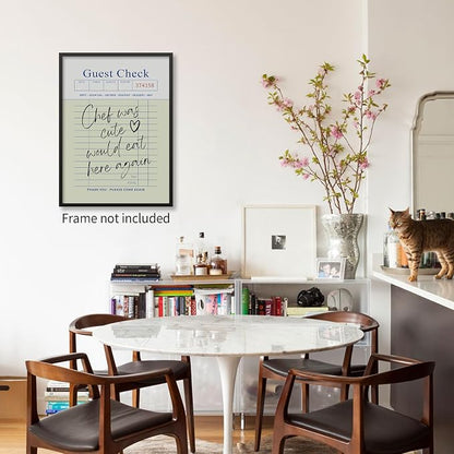 Trendy Kitchen Wall Art Guest Check Prints Chef Was Cute Would Eat Here Again - Image 3