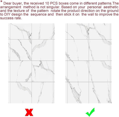 22pcs Thick Marble Peel and Stick Waterproof Wall Panels, Heat-Resistant - Image 8