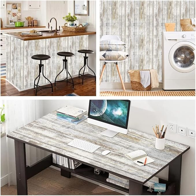 Arthome 23.6x200'' Gray Rustic Wood Contact Paper Peel and Stick Self-Adhesive - Image 5