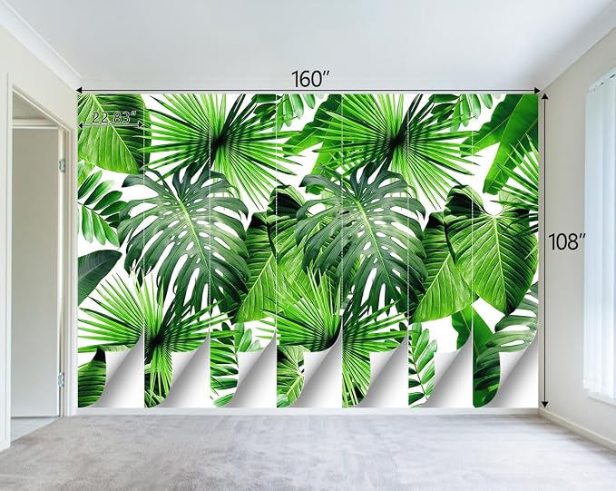 Tropical Green Botanical Leaf Wallpaper Bedroom Plant Mural Room Decor Living - Image 4