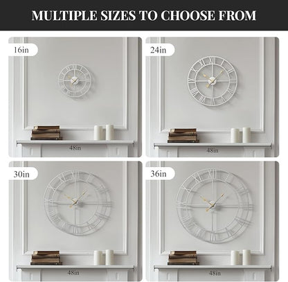 Cuspin 30 Inch Large Wall Clock, Modern Silver Metal Big Decorative Wall Clock - Image 4