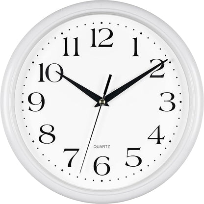 Bernhard Products White Wall Clock Silent Non Ticking 10 Inch Quality Quartz by BernhardProducts