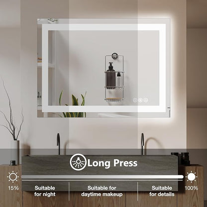 DUMOS 32.1"x40.1" LED Bathroom Mirror, Smart Anti-Fog Bathroom Vanity Mirror - Image 4