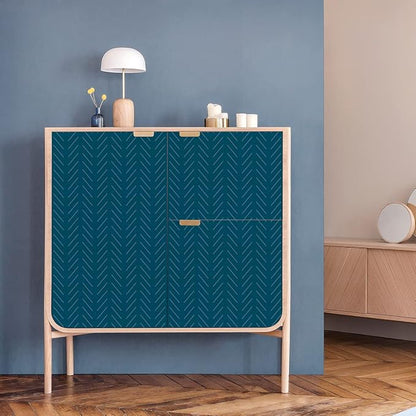 Erfoni Blue and White Peel and Stick Wallpaper Modern Herringbone Contact Paper - Image 4