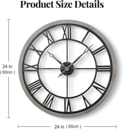 Cuspin Large Wall Clock for Living Room Decor, 24 Inch Round Farmhouse Wall - Image 4