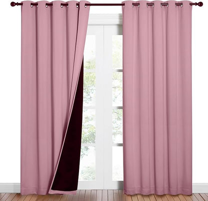 NICETOWN Crystal Pink Full Shade Curtain Panels, Pair of Energy Smart & Noise by NICETOWN