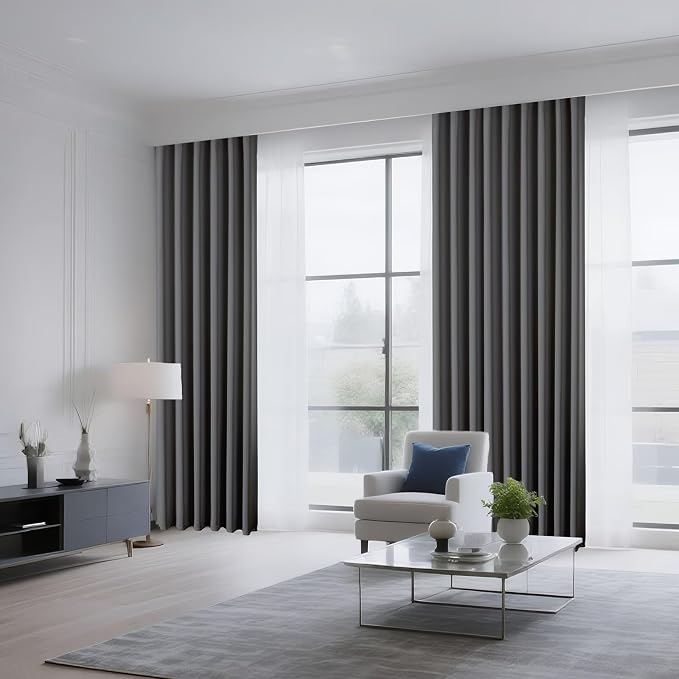CUCRAF Light Grey Blackout Curtains 108 inch Length 2 Panels Set, Rod Pocket - Image 8