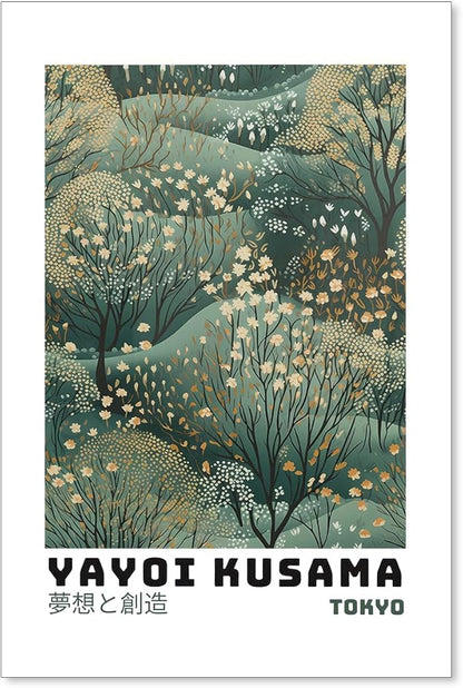 Yayoi Kusama Inspired Poster Japanese Botanical Wall Art Abstract Yayoi Kusama by Unknown