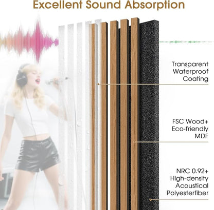 Acoustic Wood Wall Panels 2 Pack 47.6" x 23.6", Sound Proof Wooden Paneling - Image 2