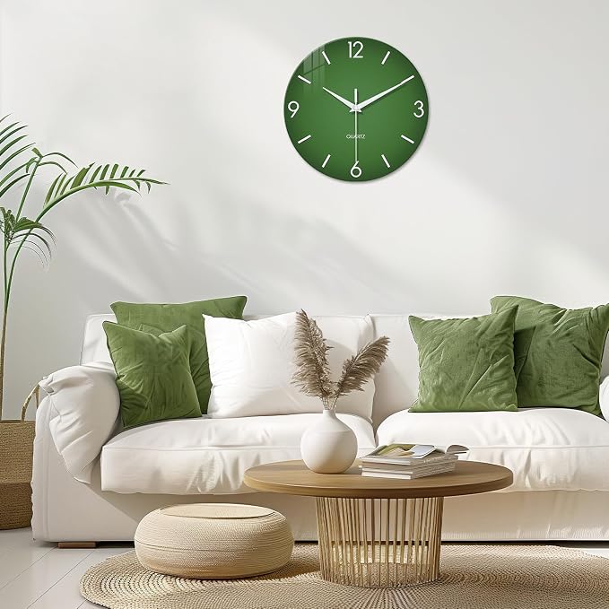 XFM Large Green Wall Clock 24 Inch Simple Wall Clock s Battery Operated Modern - Image 2