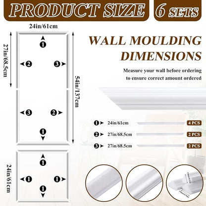 Pangda Peel and Stick Wall Molding Kit, 3D Premade Accent Molding Wainscoting - Image 2