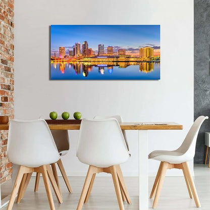 AIYISU Florida Wall Art Tampa Downtown Skyline Canvas Picture USA City - Image 3