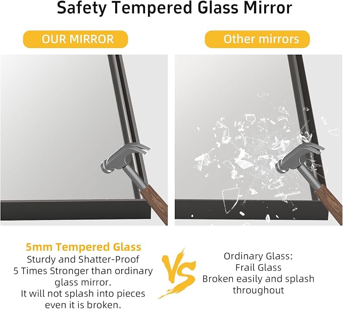 20”x 28” Black Bathroom Mirrors - Image 5