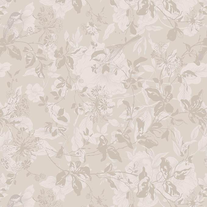 Heroad Beige Brown Wallpaper Floral Wallpaper Peel and Stick Boho Contact Paper by HeroadBrand