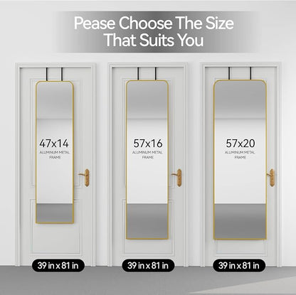 SCWF-GZ 57x20 Door Hanging Full Length Mirror, Floor or Wall Mounted Metal - Image 8