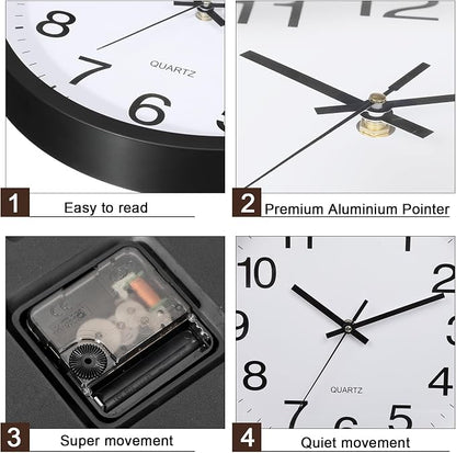Inbagi 12 Pieces Silent Wall Clock Large 12 Inches Quartz Analog Clock Non - Image 5