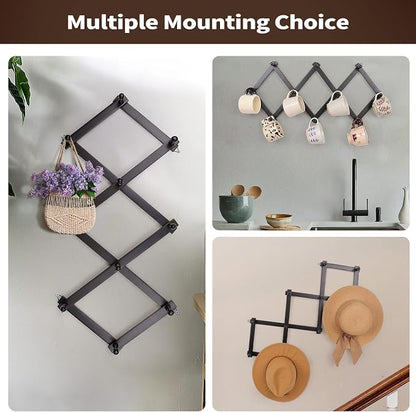 SCUNDA Wall Rack with 10 Hooks, Wooden Wall Expandable Coat Rack - Image 3