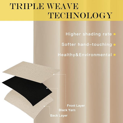 NICETOWN Biscotti Beige Blackout 54 inch Curtain - Image 3
