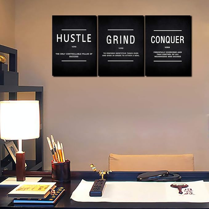 KAWAHONE Grind Hustle Conquer Wall Art, Success Canvas Painting Wall Decor - Image 5