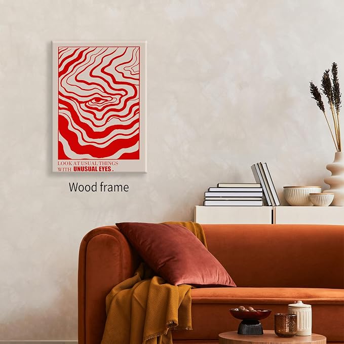 Medpol Retro Red Abstract Eye Canvas Print Wall Art 16x24 inch Framed Vintage - Image 7