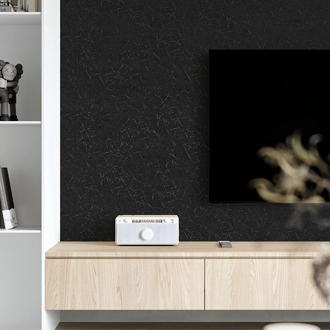 Cohoo Home 512inL 15.7inW Black Silk Peel and Stick Wallpaper - Image 2