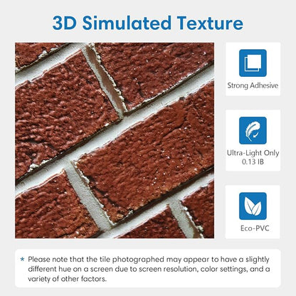 COMSTICKC 3D Faux Red Brick Wall Panels Peel and Stick Wall Sticker, Small Size - Image 3