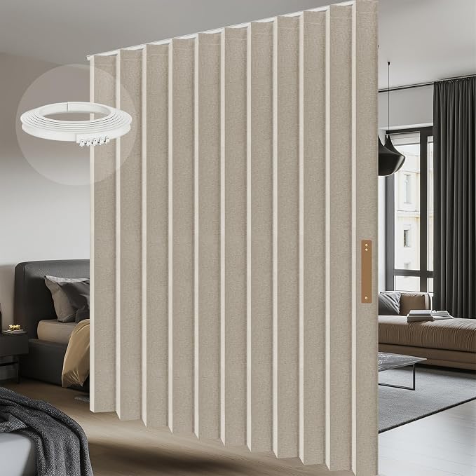 Room Divider Curtain Sets with Flexible Ceiling Track, Privacy Soundproof by AJAZZ