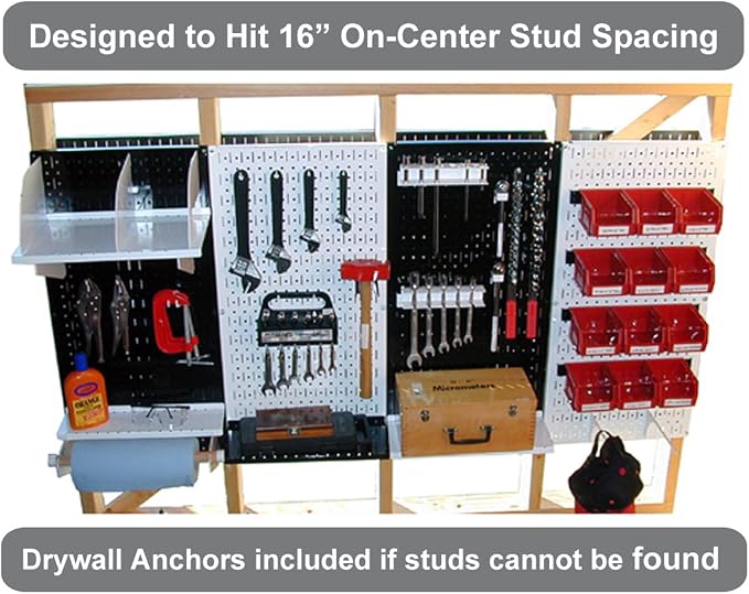 Wall Control 30-P-3232G Gray Metal Pegboard Pack - Image 11
