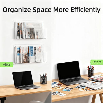 Clear Acrylic Single Pocket Wall Mount File Holders, Self-Adhesive Plastic - Image 2