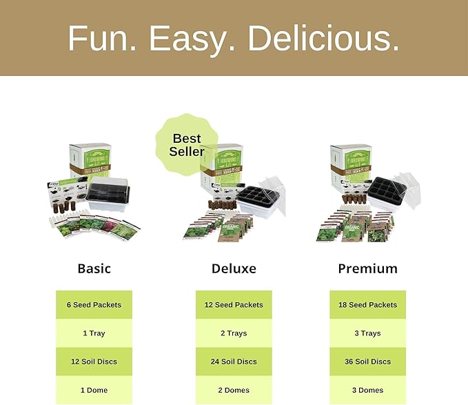 Culinary Indoor Herb Garden Starter Kit | Basic Herb Seeds | 6 Non-GMO Varieties | Grow Cooking Herbs & Spices | Seeds: Basil, Dill, Parsley, Chives, Mustard, Oregano