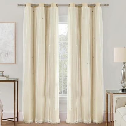 XiDi Curtains for Bedroom Decor Beige34/84/1 by Addsomecolortolife