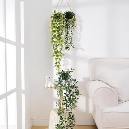 BLEUM CADE Fake Hanging Plants Mixed Set, Faux Hanging Potted Plants Greenery - Image 5