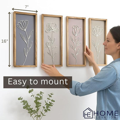 Product Elevations 3D Bathroom Art Set of 4 – Wooden Framed Wall Art - Image 2