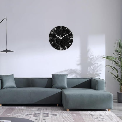 Black Wall Clock for Bedroom Glass Modren Wall Clock Battery Operated 14 Inch - Image 5