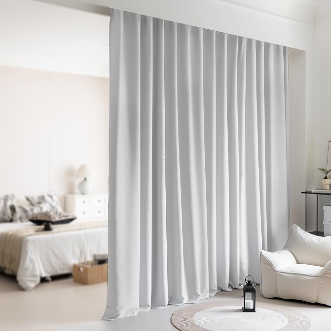 Room Divider Blackout Ceiling Track Curtains by KNEOQIT