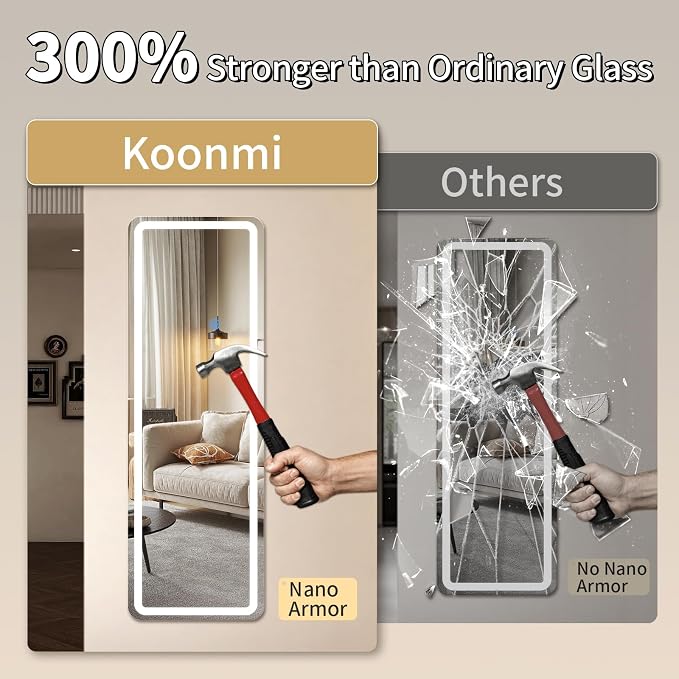Koonmi Full Length Mirror with LED Lights, Big Mirror - Image 2