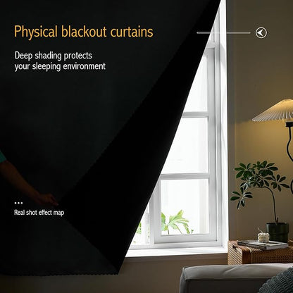 AJAZZ 100% Black Out Curtains Adhesive Blackout Temporary Curtain Rod No - Image 4